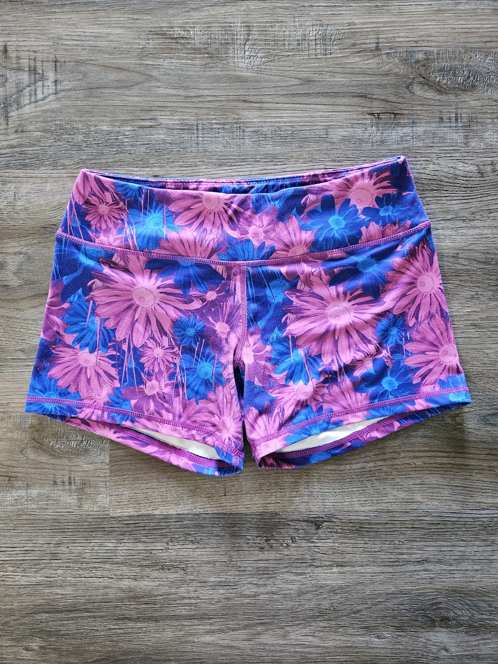 Born Primitive Pink & Blue Crazy Daisy Double Take Booty Athletic Shorts